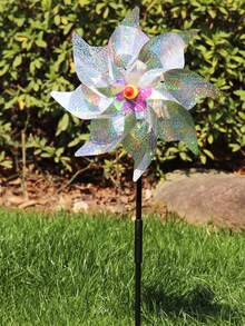 1个新款条纹八角形全息风车，适用于摊位展示、农田驱鸟、彩色塑料装饰、跳蚤市场玩具DIY、公园装饰、跳蚤市场玩具 - A - 查看 9