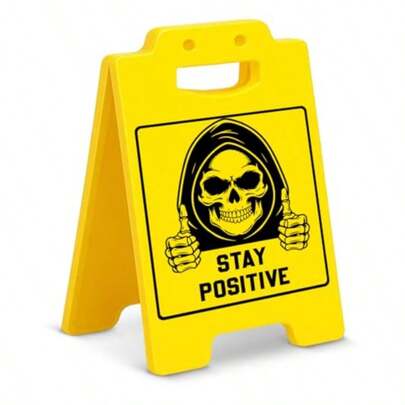 Funny Skull Stay Positive Desk Decorative Sign Inspirational Desk Sign For Home Bedroom Office Cubicle Decor Motivational Gifts For Coworkers Friends Employees