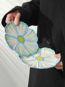 4pcs Colorful Petal Ceramic Plates, Elegant Dessert Plates, Suitable For Steak, Desserts, Afternoon Tea, Weddings, Parties, Gifts - Multicolor - View 17