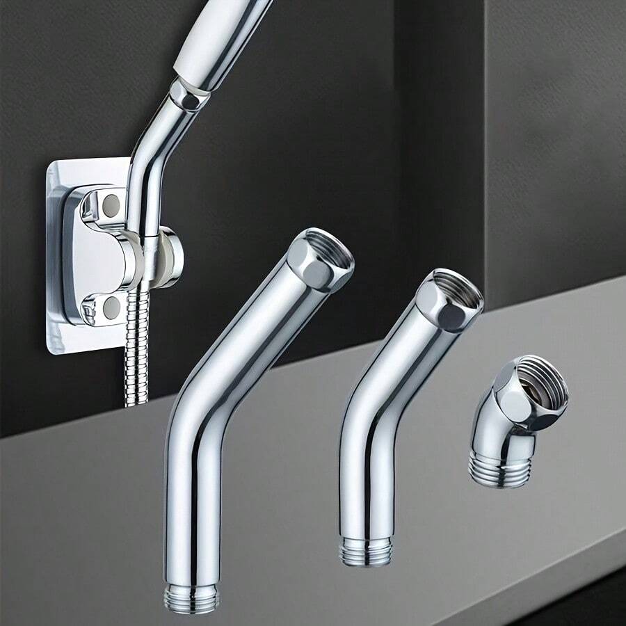 360°旋转黄铜淋浴喷头支架，带柔性鹅颈软管，角度可调，方便够取，耐用黄铜浴室水龙头适配器，淋浴配件