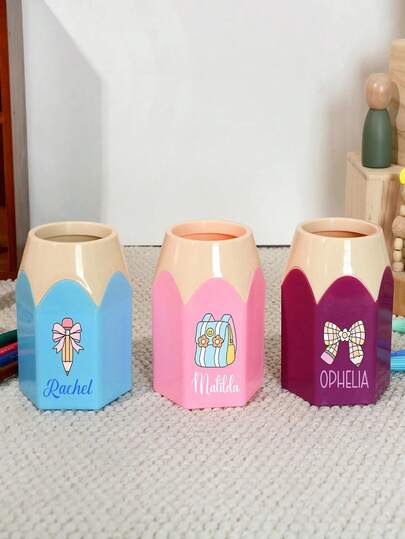 Personalized Pencil Holder For Desk, Custom Teacher Pencil Box, Pastel Pencil Holder, Teacher Appreciation, Back To School Gifts For Teacher