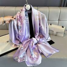 1 chiếc khăn choàng nữ thời trang màu trơn, nhẹ, chất liệu polyester thanh lịch, thích hợp cho các hoạt động ngoài trời và bãi biển. - Hồng - Xem 4