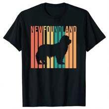 Newfoundland Dog T Shirts Men Women Pure Cotton Humor Streetwear Tee Shirt Short Sleeve Unisex Loose Clothing - màu đen - Xem 1