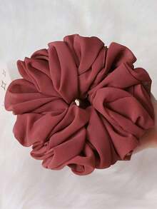 1pc Chiffon Hijabs Inner Scrunchy, Solid Color Women Brooch Head Accessories Hair Ties Ponytail Holder - Pink Flower Head - View 10