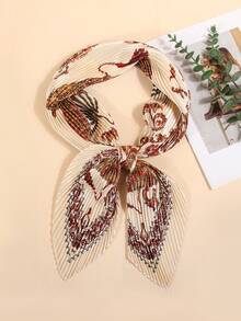 1 chiếc khăn choàng nữ màu trơn nhăn, dài 90cm, kiểu khăn bandana và khăn vuông, phụ kiện tóc, băng đô, khăn buộc đầu, phụ kiện thời trang, thích hợp cho bãi biển, kỳ nghỉ và cuộc sống hàng ngày, giúp tôn lên phong cách của bạn. - màu kem - Xem 2