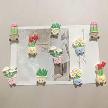 5个/7个/10个装绿色植物磁贴 - 适用于厨房、办公室等场所的活力装饰，可贴于白板、橱柜、储物柜等处，可爱趣味磁贴，适用于教室、家庭、厨房、办公室，椭圆形ABS亚克力厨房装饰，个性化冰箱贴，适用于家庭、办公室、白板、储物柜、洗碗机，圣诞节、万圣节、复活节、感恩节礼物 - 植物造型盆栽 - 查看 9