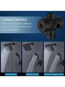 57-Inch Flexible Handheld Shower Head With 6-Inch Adjustable Round Bathroom Faucet Set, Includes 3-Way Diverter And Drill-Free Wall Mount Bracket, Black/Silver, Bathroom Upgrade, Stylish Shower Design, Multi-Function Shower, Luxury Bathroom - Set - View 4