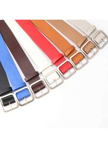 1条女士PU腰带，方形扣，日常穿着，可搭配裤子和裙子，适合万圣节、夏季、上学、秋季等场合。 - A - 查看 3