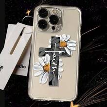 1pc Stylish Transparent Daisy Cross Shockproof Full Coverage TPU Protective Phone Case Compatible With IPhone 13 14 15 Pro Max 16 16 Pro 16 Pro Max 16 Plus 17 17 Pro 17 Pro Max 17 Air, 11 12 Pro Max X XR XS Max 7 8 Plus 13 Mini 12 Mini 7 Plus 11 Pro Max 14 Pro 14 Plus, 15 Plus, And Personalized - Multicolor - View 2