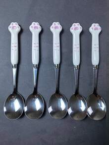 1pc/2pcs/5pcs Stainless Steel Spoon, Fork, Cartoon Cute Long Handle Tableware, Household Creative Student Children Eating Spoon Soup Spoon - View 14