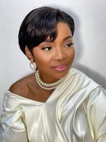13x4x1 Lace Frontal Pixie Cut Wig Human Hair For Women 99J Burgundy Short Wig For Human Hair T Part Lace Front Glueless Wigs For Valentine's Day, Daily Use Party Wig Short Wig For Women Human Hair 1B Black Color Wig Short Pixie Cut Lace Wigs With Side Part Bangs - Multicolor - View 4