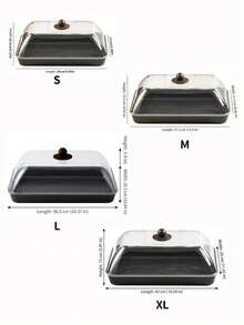 1个长方形塑料展示托盘，带防尘盖，不易碎，可重复使用，适用于水果/甜点/零食/蛋糕，适合节日、婚礼、派对等场合。 - 棕色 - 查看 2