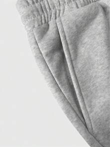 1 Peça Calça de Malha Solta de Perna Larga da Moda para Adolescentes Masculinos, Tecido Confortável, Múltiplas Cores Disponíveis, Adequado para Escola e Uso Diário, Todas as Estações, Estilo Unissex (Recomendado Escolher um Tamanho Maior) - Cinza - Visão 4