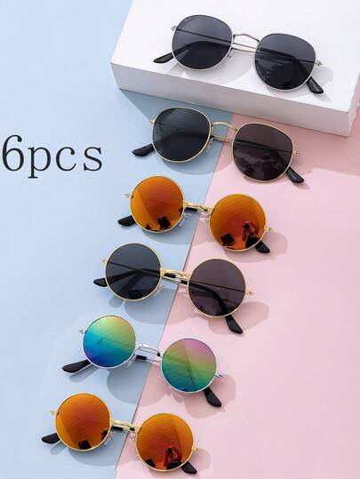 6 piezas - Gafas de moda multiestilo para niños - Gafas de bebé lindas adecuadas para viajes, fotografía y actividades al aire libre