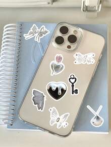 103 miếng dán phong cách Dark Academia, màu đen bạc ánh kim, hình hoa hồng và trái tim Y2K, miếng dán vinyl dễ thương phong cách Punk dùng cho nhật ký, ốp điện thoại, bộ quà tặng Gothic, đồ dùng làm sổ lưu niệm, văn phòng phẩm, miếng dán ngộ nghĩnh cho Kindle. - Đen và trắng - Xem 7