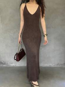 女士时尚优雅休闲日常都市动物纹长袖衬衫，适合日常通勤穿着 - 鏽棕色 - 查看 2