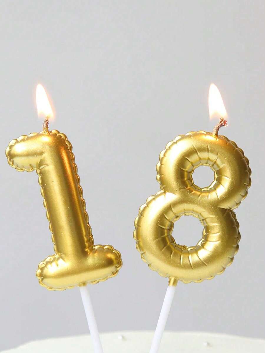 1件金色花卉裝飾 手繪生日數字0-9生日蠟燭 生日蛋糕裝飾 生日派對裝飾 適用於生日、週年紀念、性別揭曉派對、單身女派對、畢業典禮 - 金色 - 查看 1