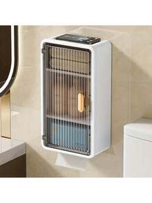 1个壁挂式化妆品收纳盒，浴室柜，防水折叠架，无需钻孔，独立卫生纸架 - 多色 - 查看 7