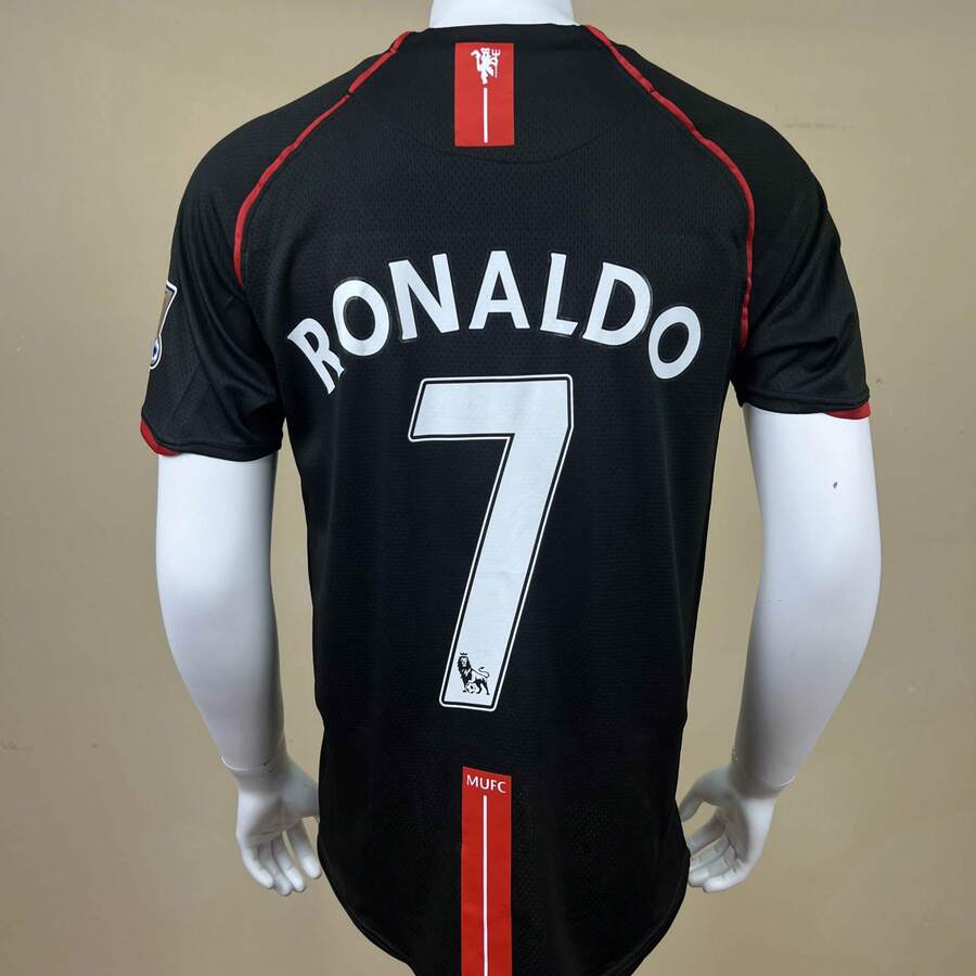 Ronaldo#7 Man Utd Black Short-Sleeve Couple Soccer Jersey, Unisex Vintage Streetwear, Matching Athletic Clothes - default - 查看 1