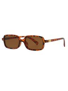 1 Pair Men's Small Square Frame Stylish Glasses, Suitable For Travel, Vacation And Daily Wear - Leopard Print - View 2