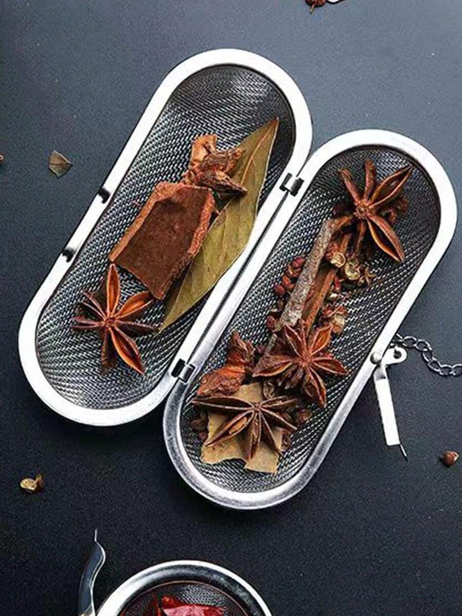 1pc Stainless Steel Reusable Long Spice & Hot Pot Seasoning Filter,Kitchen,Kitchen Items,Food,Cooking,Camping,Vacation,Beach,Room Decor,Organizer,Party,Travel. - Silver - View 1