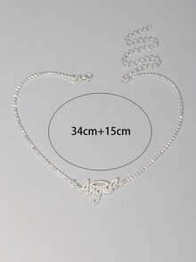 1pc Angel Letter Fully Rhinestone Necklace, Suitable For Women Daily Wear - Silver - View 6