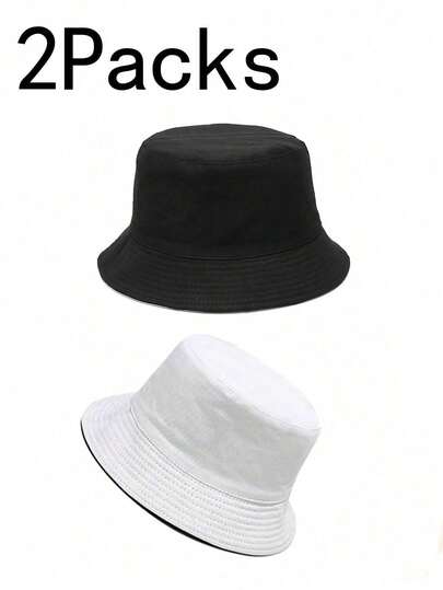 2顶男女通用渔夫帽，沙滩遮阳帽，可折叠夏季旅行沙滩遮阳帽，适合男士、女士、青少年