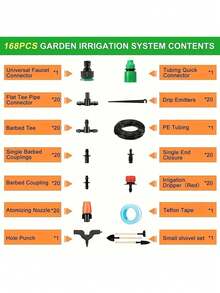 花园灌溉系统滴灌套件，带可调节喷嘴滴灌软管，节水型自动灌溉套件，适用于花园温室、花园草坪 - 灌溉套裝 - 查看 4