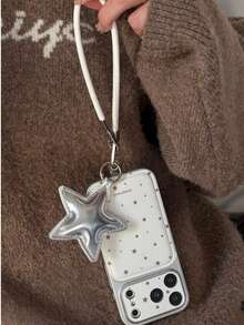 韩版极简星形皮革手机壳，兼容 17 Pro Max、16 Pro、新款 15 Pro、Niche 16 PM（带挂绳）、14 Pro 硅胶全包、17 Pro 创意设计 - 白色 - 查看 8