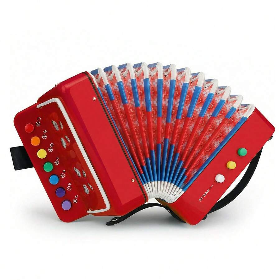 Small 7 Key Accordion Children's Musical Instrument Gift - 紅色 - 查看 1
