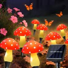 8/12/20 LED Luces solares de estaca con forma de seta para exteriores, 8 modos de iluminación, decoración para jardín, patio, fiesta de Pascua - luz blanca cálida - Ver 3