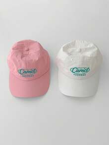 复古字母刺绣棒球帽，透气宽檐网眼帽，女士百搭可调节后扣帽，夏季款 - Cand刺繡 - 查看 3