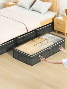 1pc Under Bed Storage Bag, Quilt Storage Box, Bedroom Storage, Transparent Window Storage Box With Handle, Fully Utilize Underbed Space, Overhead Storage Bag, Easily Solve Storage Issues, Waterproof And Moisture-Proof, Suitable For Storing Blankets And Idle Items, Large Capacity Dust-Proof Storage Bag - Multicolor - View 2