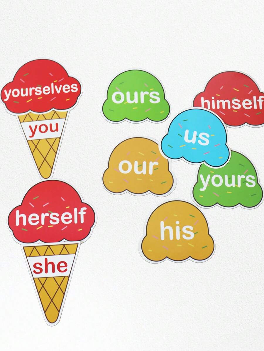 hoojojo 29 thẻ ghép đại từ hình kem cho trẻ em, trò chơi học ngữ pháp tiếng Anh ép nhựa, dụng cụ hỗ trợ giảng dạy, hoạt động tương tác trong lớp học, đồ dùng văn phòng phẩm giáo dục, công cụ học tập cho giáo viên mùa tựu trường.