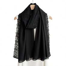 1 chiếc khăn trùm đầu bằng vải chiffon dập nổi họa tiết hoa hồng, khăn choàng chiffon màu trơn, kiểu dáng giản dị, khăn trùm đầu thanh lịch dành cho nữ. - Nhiều màu - Xem 19