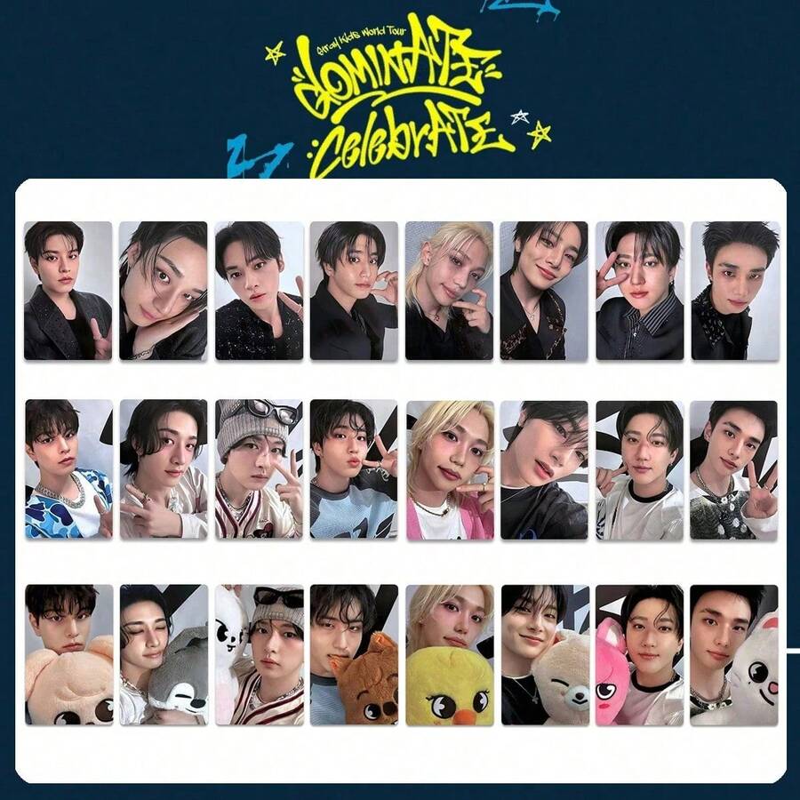 8pcs STRAYkid Cards, SKZ, STRAYKID, World Tour DominATE CelebrATE, Special Bonus Cards, K Pop Fans Merchandise, High-Definition Celebrity Cards, Sticker Collection, Card Collection, Party Supplies, Valentine's Day Gift, Small Gift, Collectibles - Multicolor - View 1