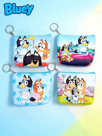 1pc Blue Family Bingo Friends Cartoon Digital Storage Bag, Printed Earphone Accessory Mini Storage Bag, Coin Purse Card Holder Multifunctional Storage Bag, Creative Theme Party Decor, Luggage Tag, Card Holder, Keychain, Coin Purse, Portable Wallet, Cute Anime Party Favor, Party Costume Accessory, Party Photography Prop, Birthday Event Prize, Holiday Party Supplies