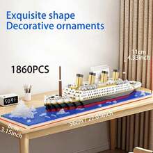 3000pcs Classic Luxury Cruise Ship Large Scale 3D Puzzle Model, Elegant Decorative Display Piece, High-Quality Bricks, Sturdy Structure, Collectible Model, DIY Project, Adult Stress Relief Toy, Birthday/Valentine's Day Gift - Multicolor - View 5