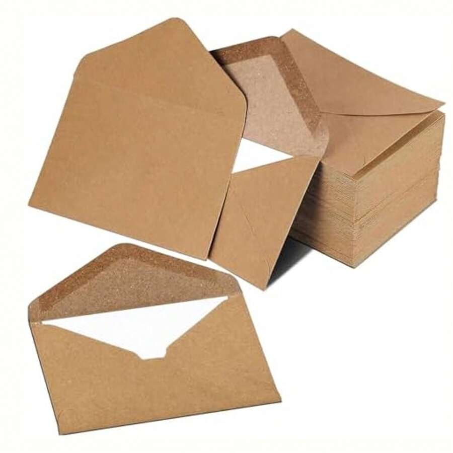Kraft Paper Envelopes (DIN C6-162 X 114 Mm) For Letters, Greeting Cards, Invitations, Birthday Cards, White, 100 Pieces - C6 - View 1