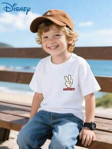 [Disney Licensing]A Short-Sleeved T-Shirt Suitable For Boys, With A Cartoon Mickey Pattern Printed On The Front. It Is Perfect For Use As A Gift For Any Festival. - White - View 2