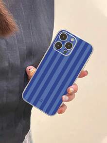 1pc Blue Striped Painted Transparent Protective Phone Case Compatible With IPhone 17pro/17Air /17/17promax16/11/16pro/16plus/16promax/16e/15Promax/13/14/12/XS/XR/7G/8P, Galaxy S25/S25PLUS/S25 Ultra/A16/A36/A26/A56/A50/A12/A32/A52/A72/A51/A21S/A13/A14/S24/S24PLUS/S24Ultra,S22/A52/A53/A54/A55S23/, 11/12Pro/12/12X/13Pro/14Pro/15Pro/, 10/9/Note9/12c/Note11pro/Note8Pro Shockproof Phone Case - Multicolor - View 2