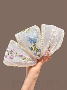 1/3件装 女士刺绣网纱蕾丝花朵发箍，小众设计，气质甜美发型，发带发饰 - 彩色 - 查看 1