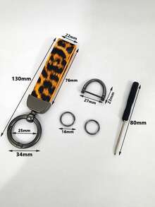 Leopard Print Car Key Chain, Best Choice As Gift For Family And Friends, Fashion Car Key Chain With Key Holder And Mini Screwdriver - Multicolor - View 5
