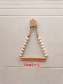 1pc Beaded Wooden Stick Roll Paper Holder Wooden Sticks Beaded Paper Towel Rack Storage Rack Homestay Decoration Nordic Wood Style Towel Rack - Multicolor - View 6