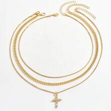 European And American Style Multi-Layered Stacked Wearing Fashion Design Sweet And Cool Personality Clavicle Chain Cross Pendant Necklace Party Banquet Send As Valentine's Day Gift First Choice - Gold - View 7