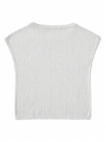 Chinpeno 男士白色针织无袖背心，圆领，夏季休闲上衣，透气纯色背心 - 白色 - 查看 6