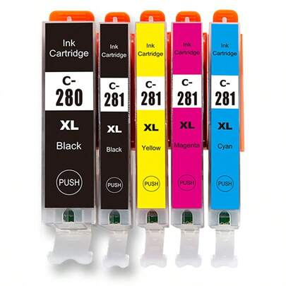 280XXL 281XXL Replacement For PGI-280XL/CLI-281XL Ink Cartridges Compatible To TR8520,TR8620a, TR7520, TS9120 ,TS8120,TS6120,TS6320,TS6220,TS8220,TS9520 Printers (5 Packs)