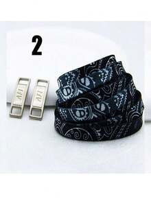 1双时尚腰果花图案鞋带，男女通用装饰鞋带套装，适用于运动鞋、帆布鞋、高帮鞋、靴子、轮滑鞋、滑板鞋，节日礼物 [1双鞋带/1双带装饰扣鞋带] - 多顏色可選擇 - 查看 38