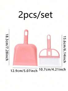 2 piezas Juego de mini escoba y recogedor, pala de limpieza para teclado y ventana, adecuado para limpiar escritorio, teclado, jaula de hámster - Multicolor - Ver 2