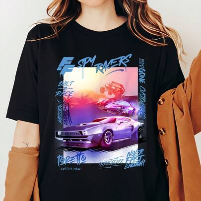 Men's Fast & Furious Spy Racers Graphic T-Shirt - Oversized Black Tee With Movie Logo, Dominic Toretto & Letty Ortiz Design, Casual Fan Apparel For Fans, All-Season Comfort Fit (Machine Washable) - Anime-Inspired Racing Style With Iconic Cars & Characters, Round Neck Relaxed Fit For Men, Graffiti Poster Style With Speed & Action Theme, Perfect For Fans Of The Franchise Printed T-Shirt Men's Summer Top Funny T Shirts Men Tops New Gifts Men Clothing Funny T-Shirts Female Clothing Mens Gifts Vintage Clothes Men's Clothing Brands New In Tops & Tees Anime T-Shirt 100% Cotton 1PC 180g